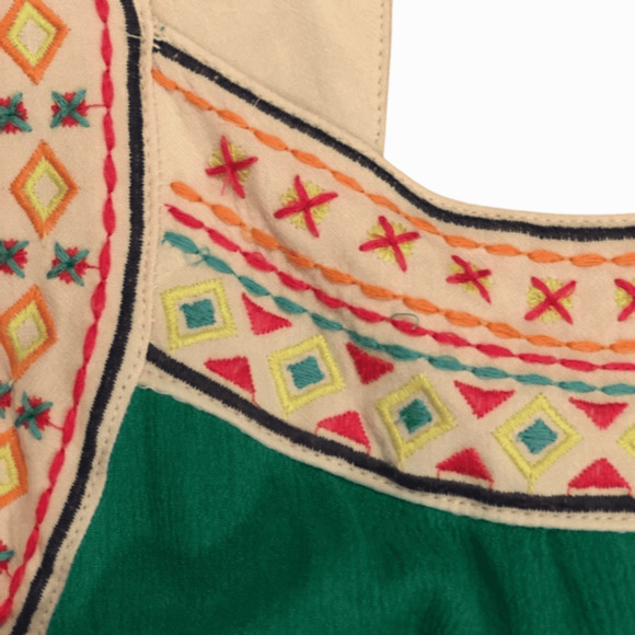 Flying Tomato Green Mini Sundress Boho Open Back Pattern Straps Sz 4 - Picture 9 of 10